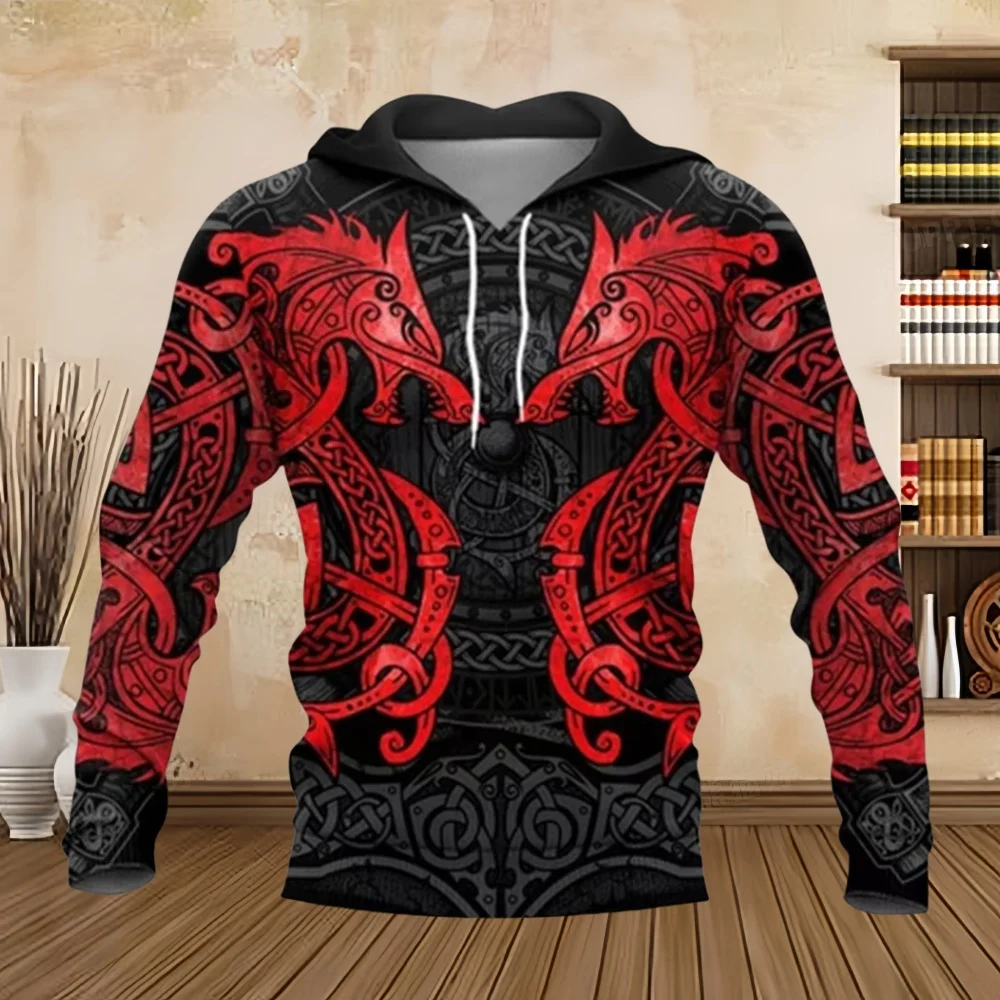 2024 Fashion Hoodies Mens Tattoo Art Print Classic Retro Pullover Sweatshirts Tops Jacket Cosplay Casual 3D Sweatshirt