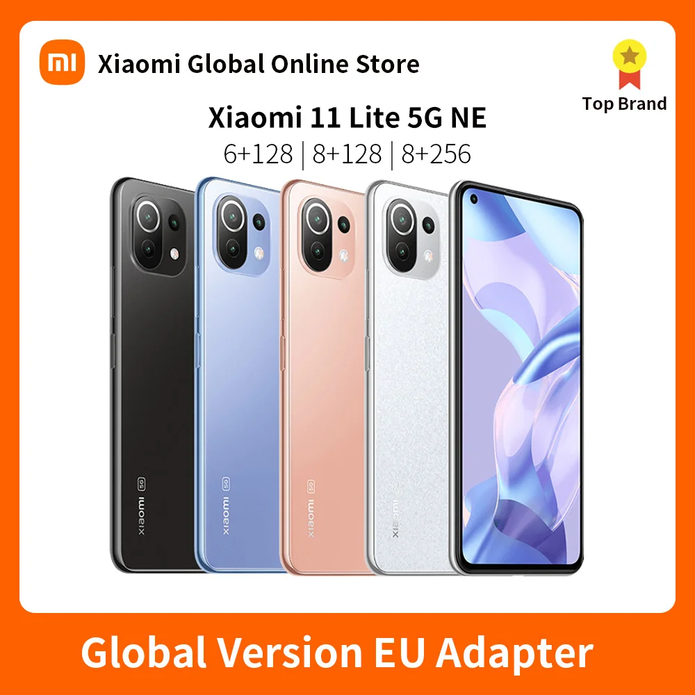 Xiaomi 11 Lite 5G NE Global Version 6G+128G/8G+128G/8G+256G Snapdragon 778G Octa Core 64MP Camera 90Hz Display 33W Fast Charger