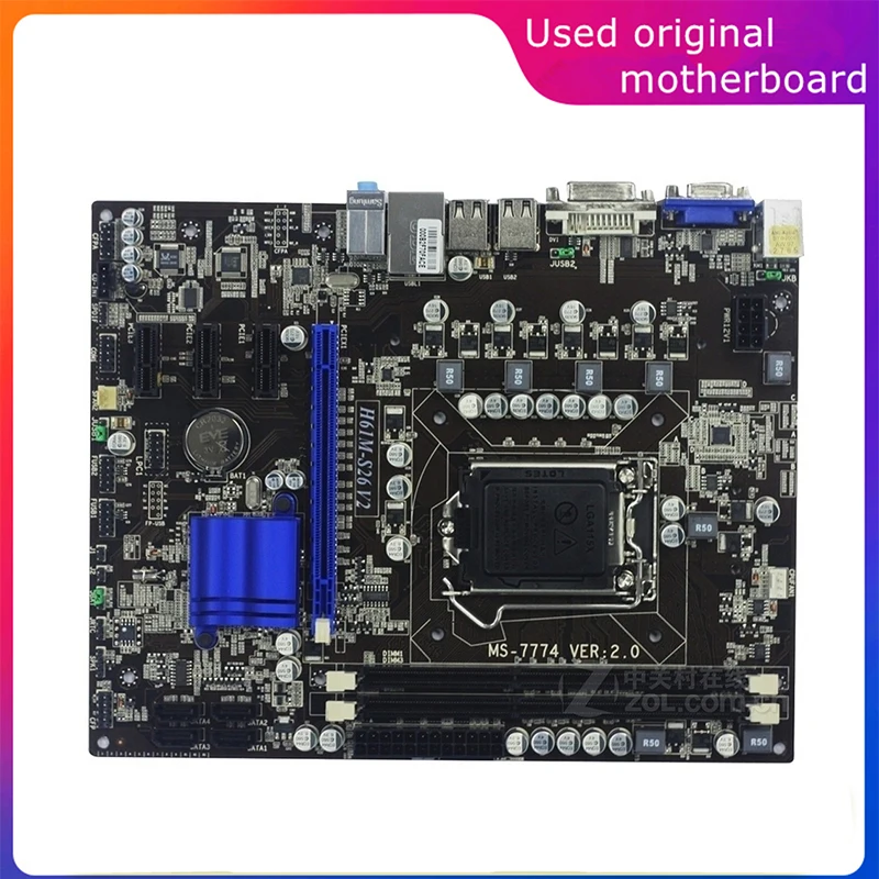 

For Intel H61 H61M-S26 V2 Used LGA 1155 Computer USB2.0 SATA2 Motherboard DDR3 16G Desktop Mainboard