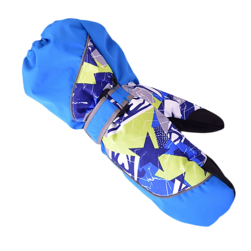 

Blue Children Sports Mitt Warm Waterproof Thicken for Mountain Climbing Hiking Ski Riding Outdoor Activities Size