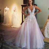 boho lace wedding dresses 3 d flower applique sleeveless backless sweep train a line wedding bridal gowns vestidos de novia