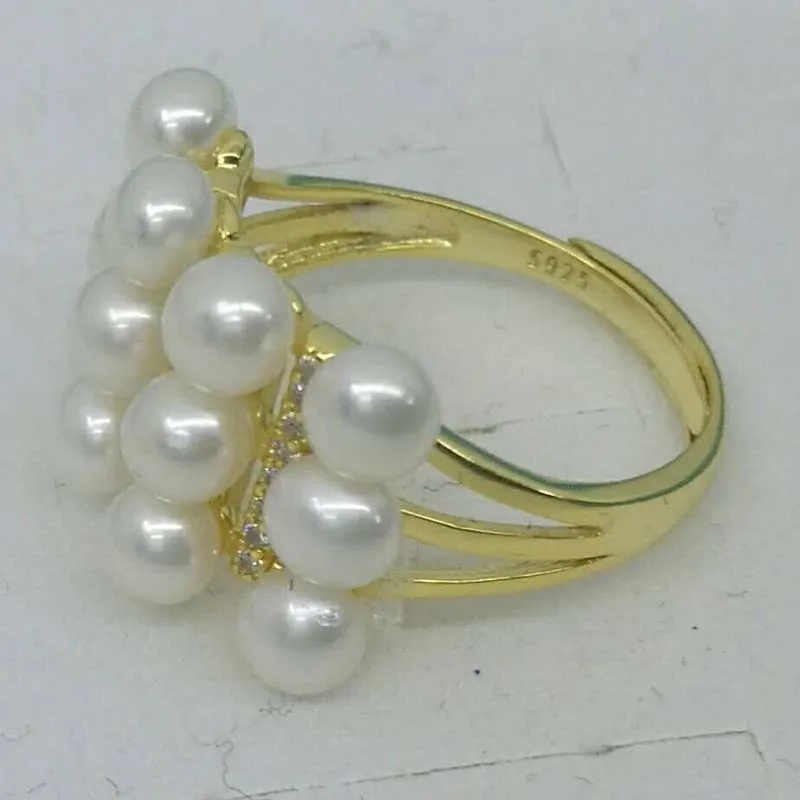 

wholesale 10 pcs 4mm freshwater pearl square shape rings s925 elastic style