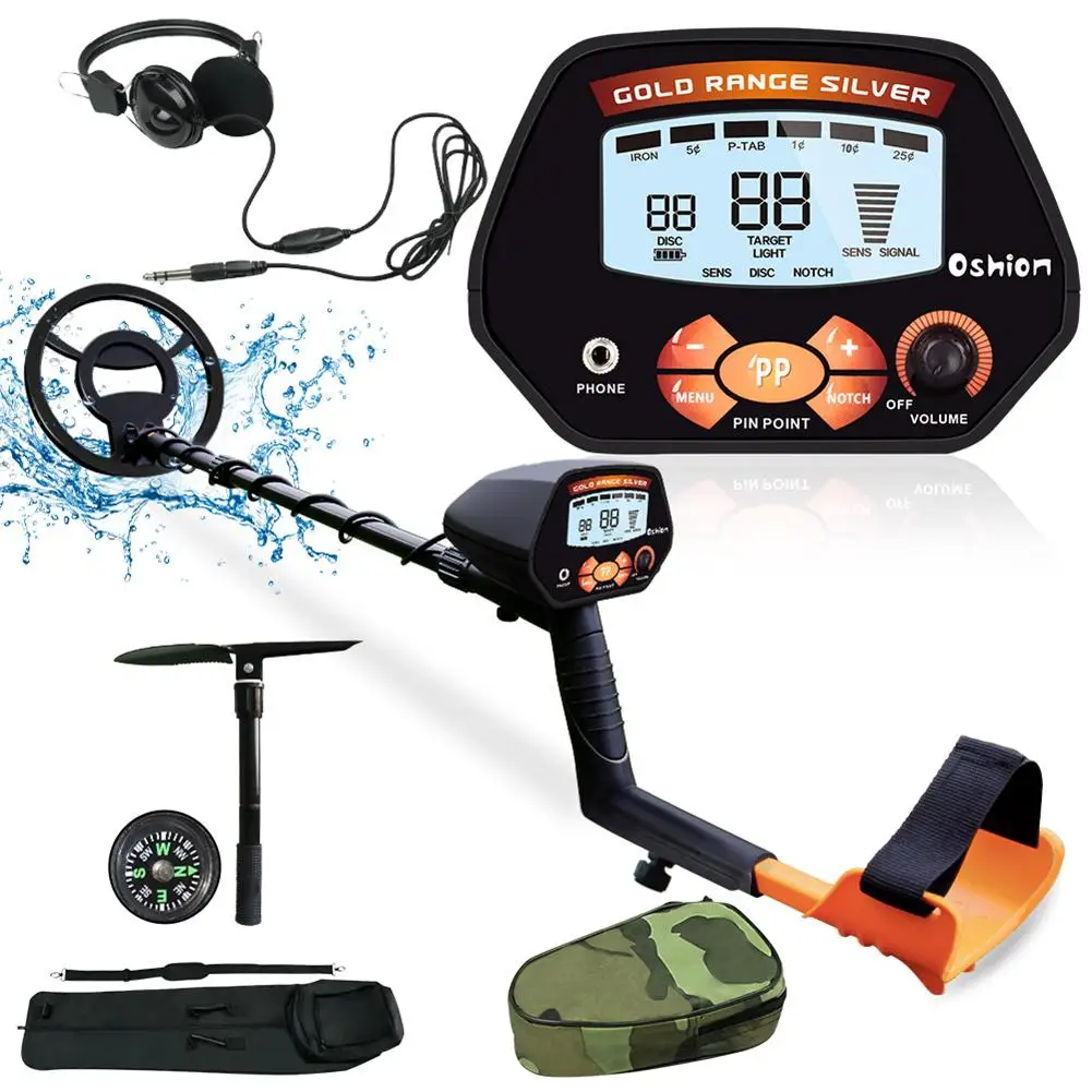 

Metal Detector Discrimination Mode Waterproof Lcd 10-inch Finder Treasures Seeking Tool With Shovel Bag Headphones