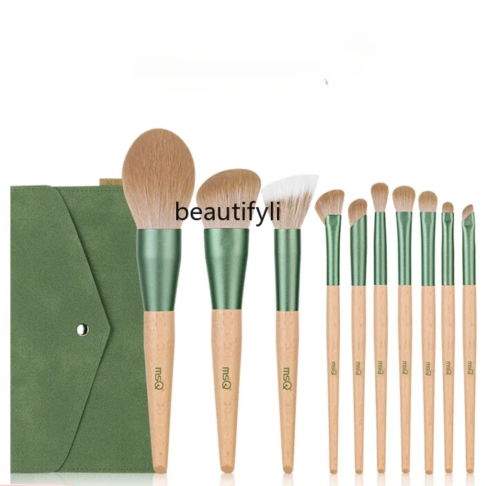 Набор зеленых кистей для макияжа с 10 зелеными ушками