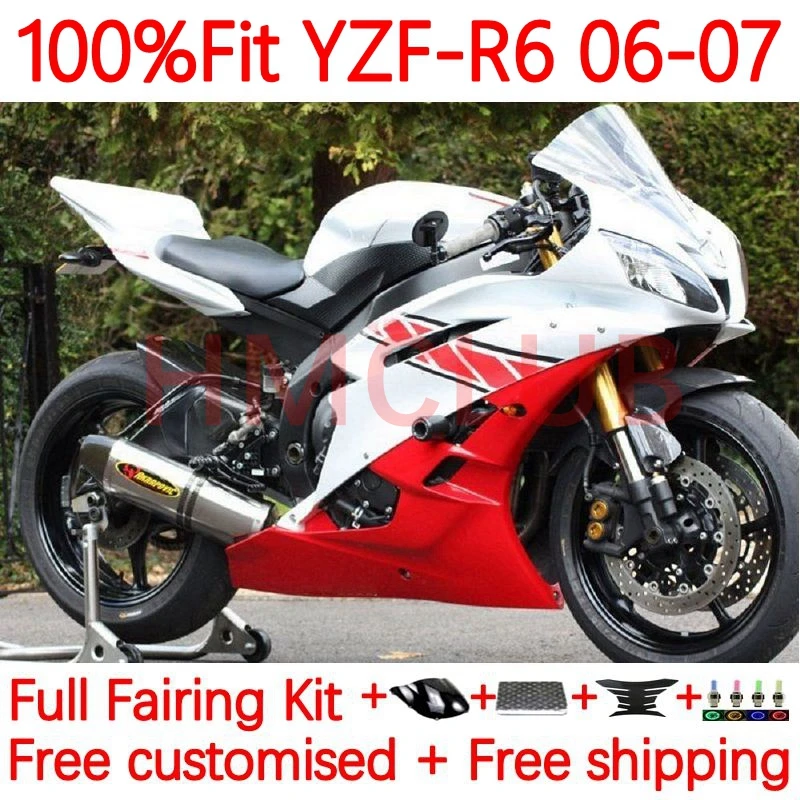 

Injection Body For YAMAHA YZF-R6 YZF R6 600CC R 6 600 CC YZF-600 YZFR6 2006 2007 YZF600 06 07 OEM Fairings 26No.81 red white