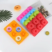 6 cavity donut mold silicone non stick baking tray heat resistant reusable folded donuts maker colorful soft dessert making tool