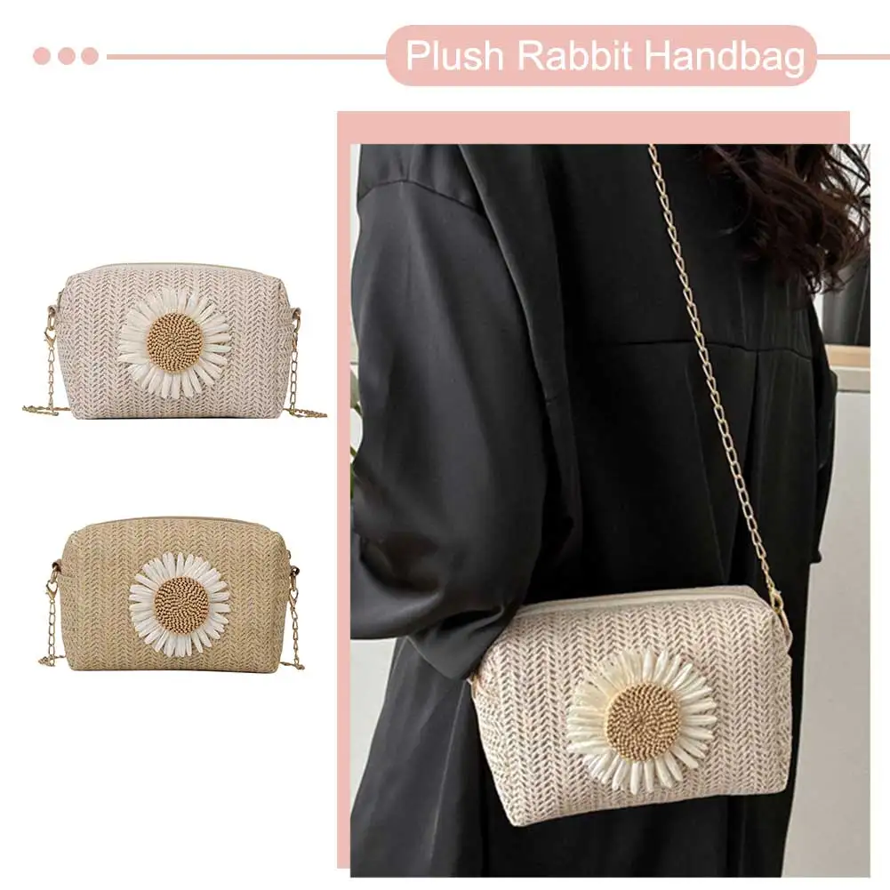 Женская модная сумка через плечо повседневная соломенная на молнии легкая