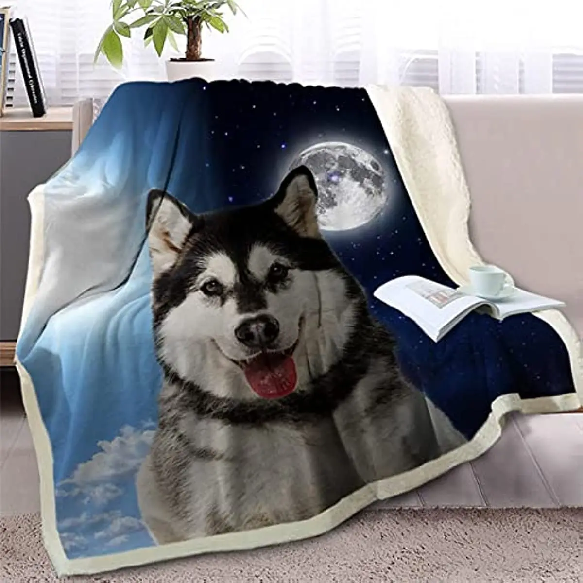 

Black Husky Blankets 3D Print Breathable Washable Throw Blankets, Ultra Soft and Cozy Fluffy Blankets