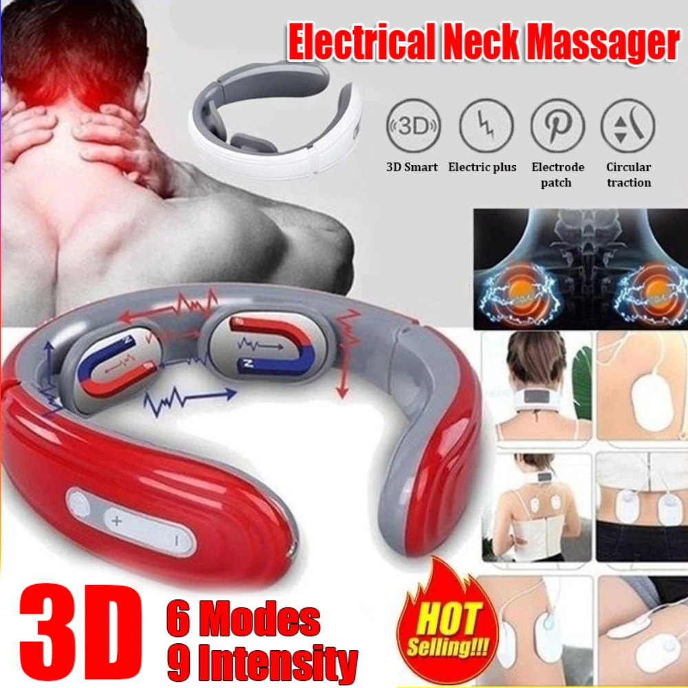 

Smart Electric Neck and Shoulder Pulse Massager 2 Heads Kneading Wireless Heat Cervical Vertebra Body Relax Pain Relief Machine