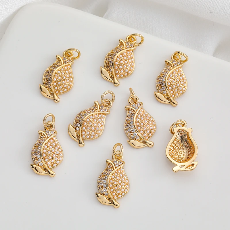 Древний позолоченный циркон инкрустированный тюльпан цветок бутон капля масла