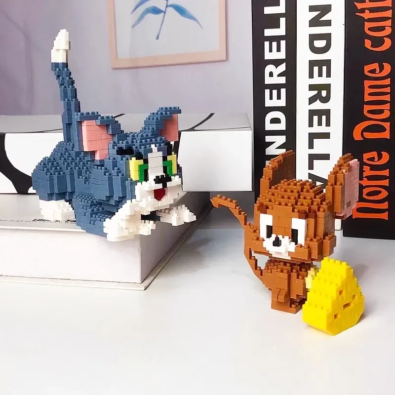 Том и Джерри микро-строительные блоки сыр кошка мышь сборка 3D модель аниме