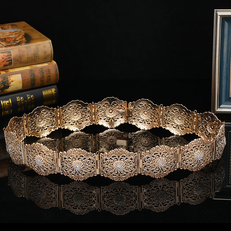 

Arabian luxury style inlaid crystal stone lady wedding party celebration belt chain jewelry gifts Caftan gift belt jewelry