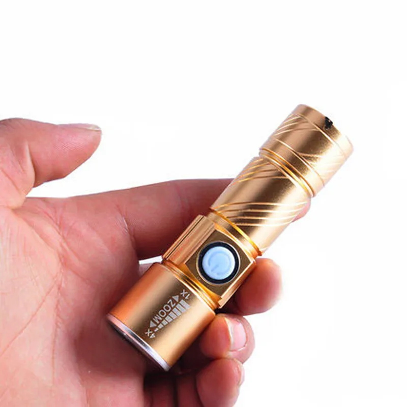 

Portable USB Powerful Rechargeable Torch LED Mini Flashlight Flash Light Pocket Zoomable Lamp Built In Battery Q5 Lantern