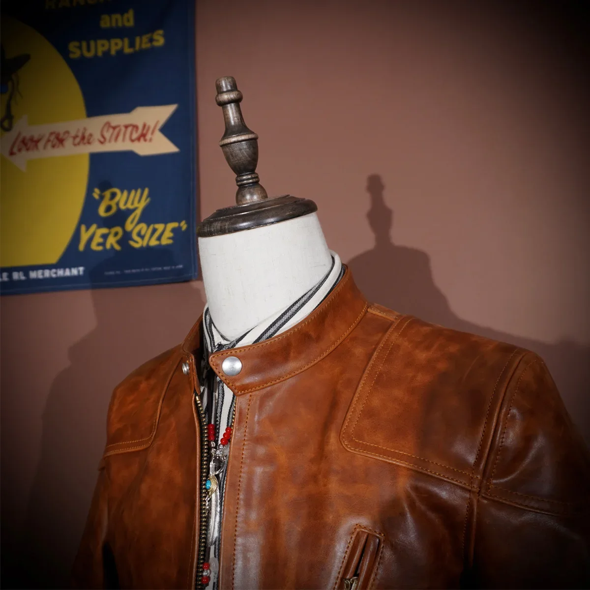 Мужская байкерская куртка Blunt Razor Venom классическая без покрытия батик конская