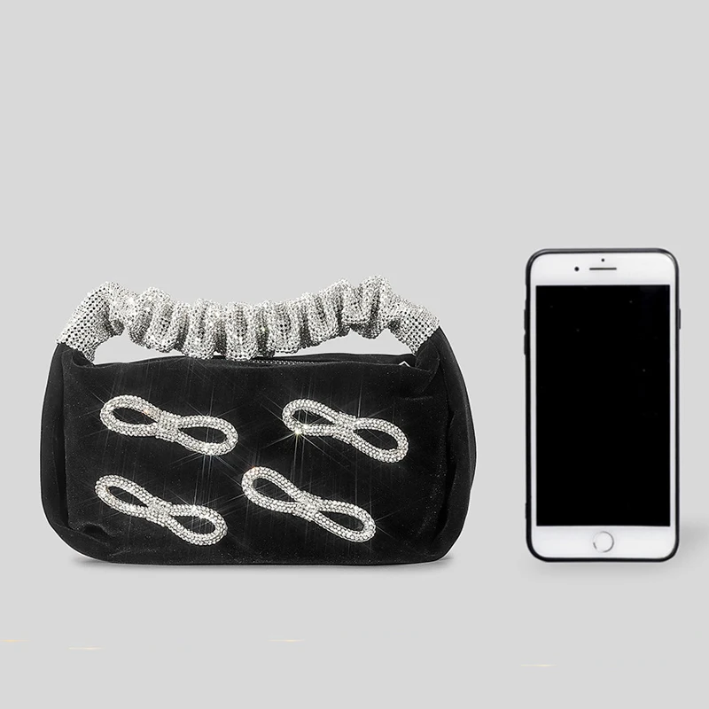 Маленькая квадратная велюровая Сумочка с бантом и стразами кошельки для женщин