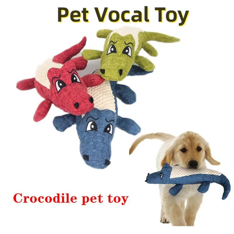 

Pet Training Toys Bite Resistant Simulation Crocodile Voice Squeak Toy For Dogs Linen pp Cotton Material Durable Molar Supplies