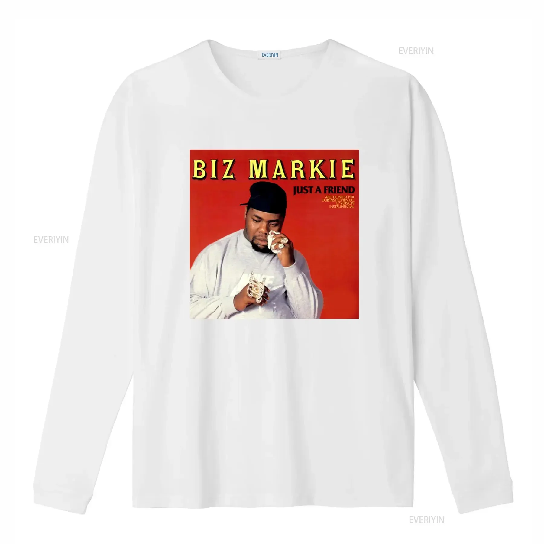 Фото Футболка в стиле хип-хоп с принтом Biz Markie Just A Friend для мужчин, винтажная, дышащая, эластичная, модная, повседневная, унисекс №4
