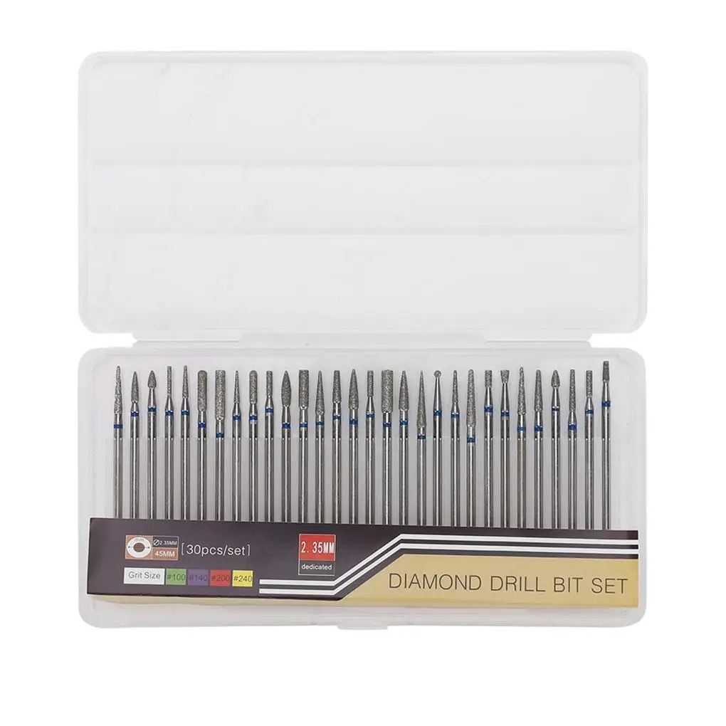 

30 шт./компл. Алмазная Бриллиантовая искусственная дрель, набор головок для полировки ногтей, сверлильный станок, аксессуары B