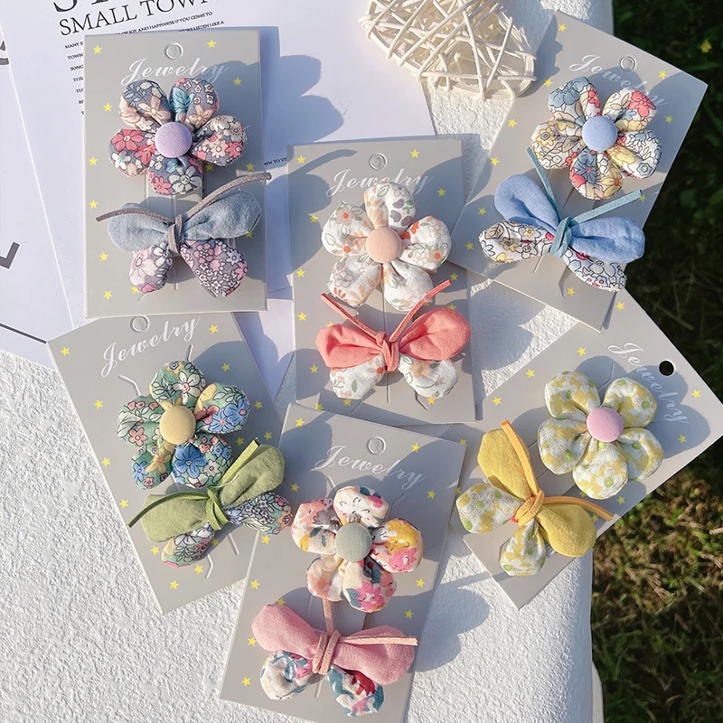 

2 шт./набор, заколки для волос с цветным бантом