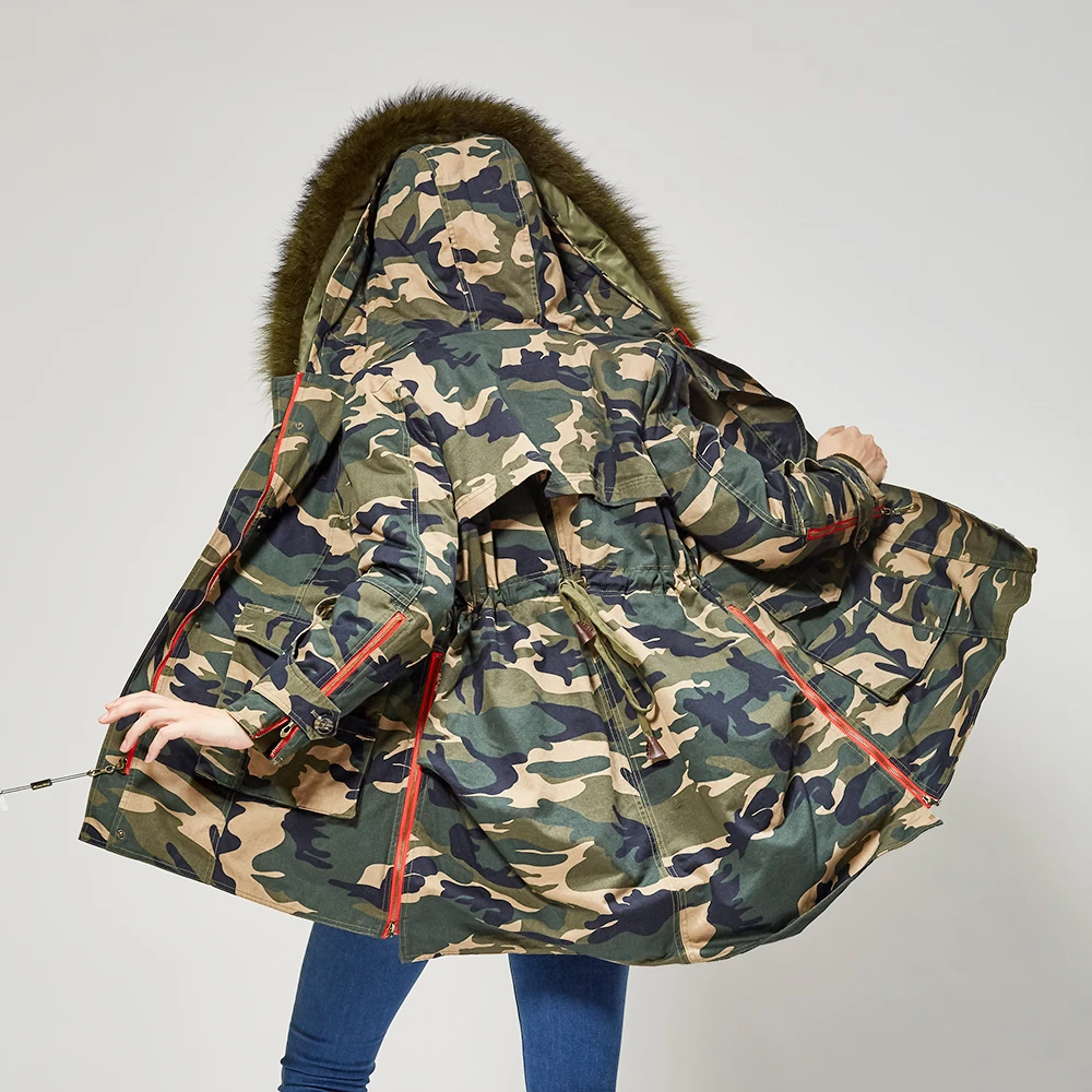 Mmaomaokong 2021 модная зимняя куртка из натурального меха пальто с воротником енота