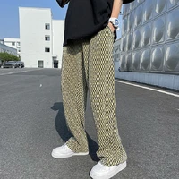 pleated ice silk drape pants mens summer wide leg mopping casual trousers japanese fashion straight pants streetwear