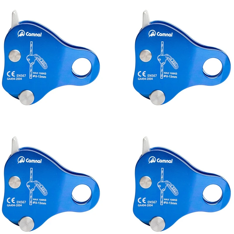 

4X CAMNAL Safety Climbing Protective Ascender 220LB Climbing Protective Device Rope Grip 8-13MM Rope,Blue