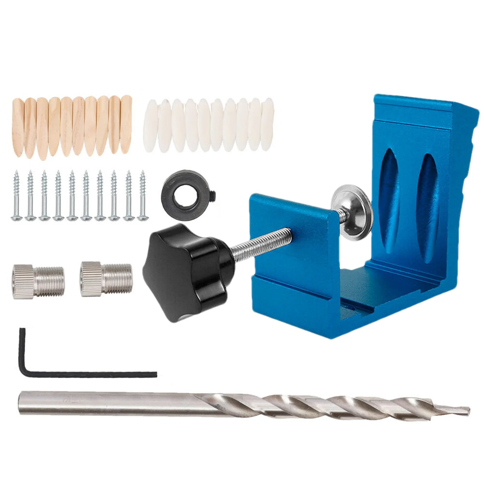 

Pocket Hole Jig 15 Degree Angle Pocket Slant Hole Jig Kit Dowel Drill Joinery Kit With Drill/Wrench/Drill Bit Adapter
