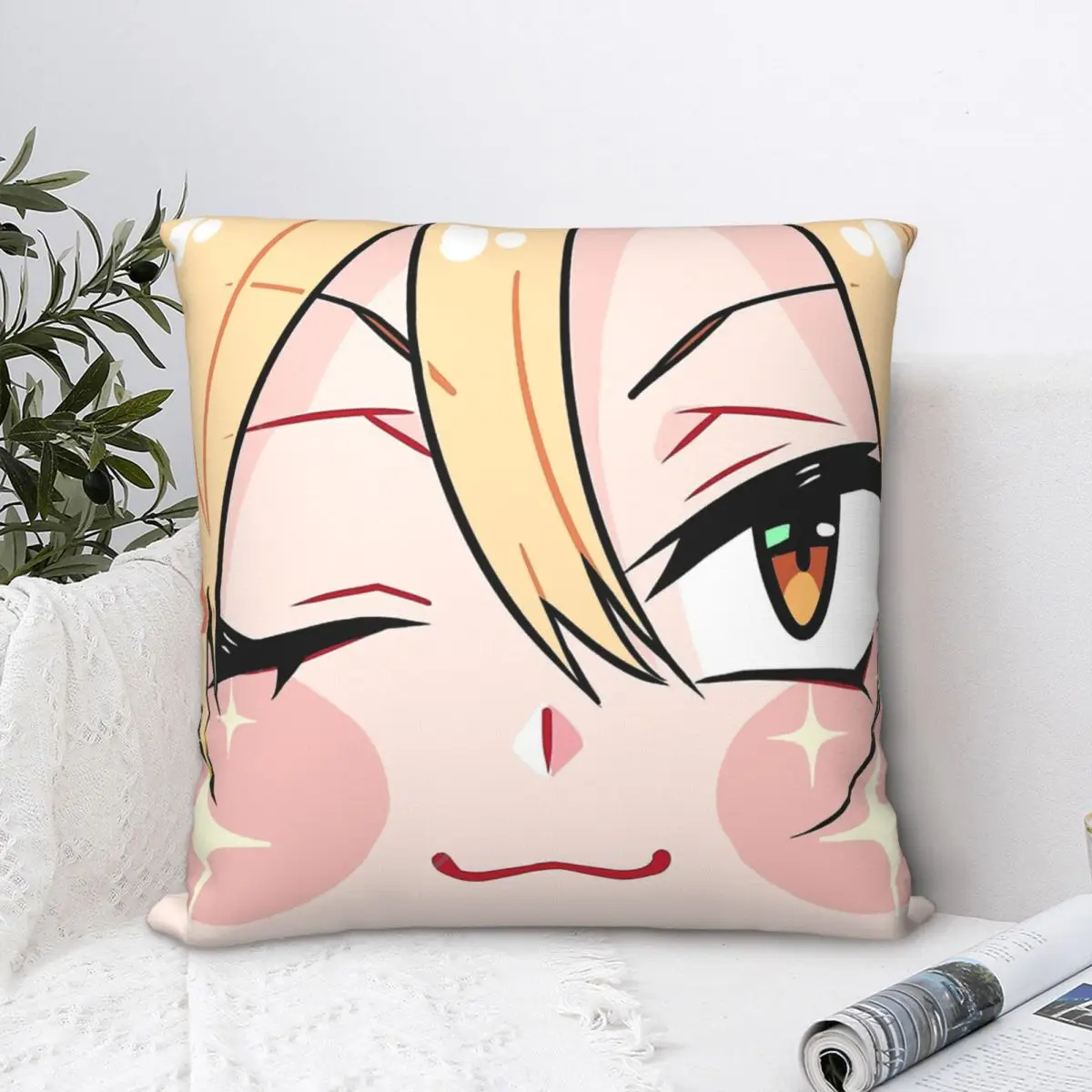 Genshin Impact Hifumi Face диванная подушка чехол рюкзак Cojines наволочки DIY многоразовый