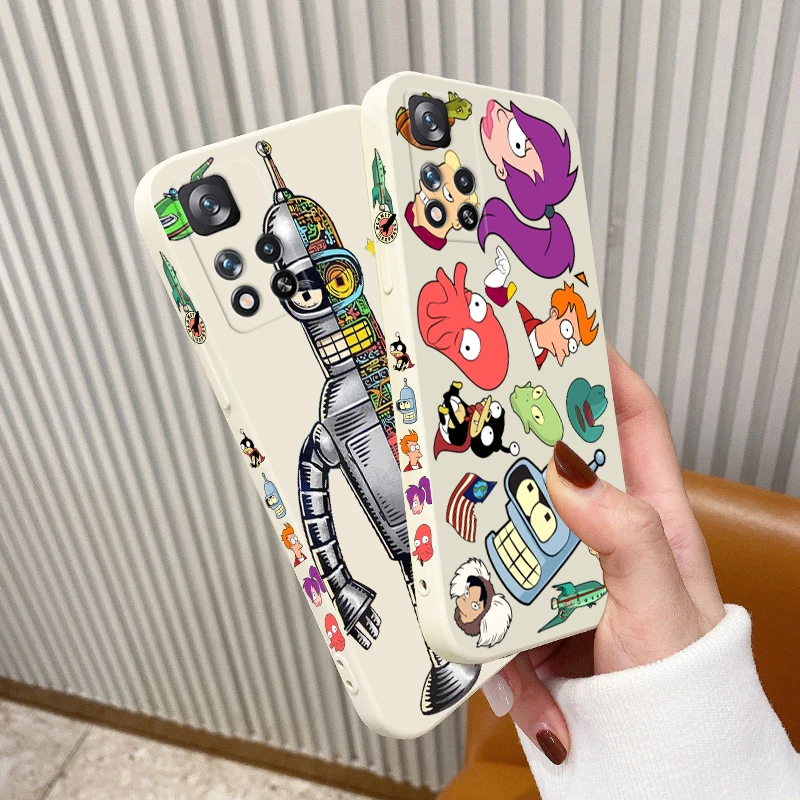 

Futurama Bender Bending Phone Case For Xiaomi Redmi Note 11 11S 11T 10S 10 9S 9T 9 8T 8 Pro Plus 5G Liquid Left Rope Cover
