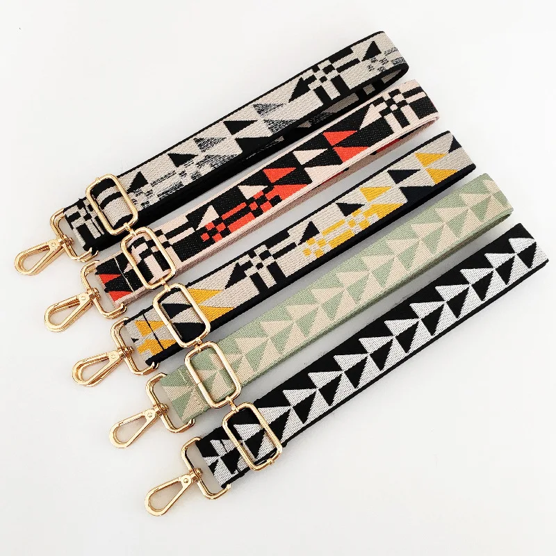 

80-130cm Adjustable Wide Bag Strap Simple Geometric Printing Shoulder Bag Replacement Bags Straps For Crossbody Bag Accessories