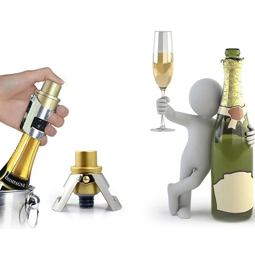

Vacuum Champagne Stopper With Pressure Pump Keep Fizz Bottle Plugs Sparkling Caps Bubbly Cava Silicone Wine Prosecco Sealer Y7Q7