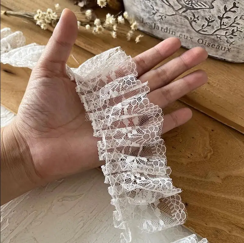 4 метра/Лот белая кружевная плиссированная лента детская одежда декоративный