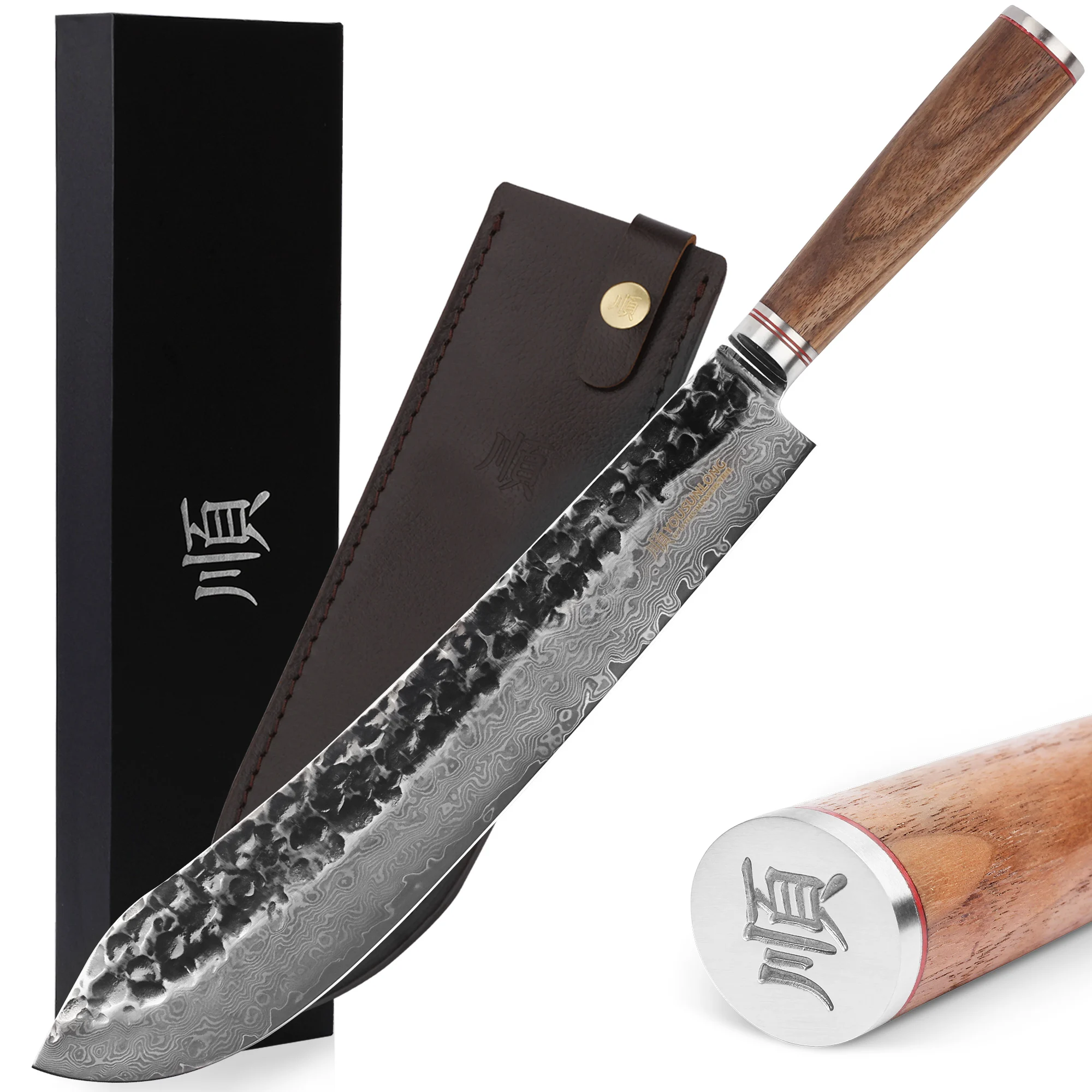 

Нож YOUSUNLONG для мясника из дамасской стали, профессиональный резец с носом быка, японская Ручка Из Натурального ореха, 10 дюймов
