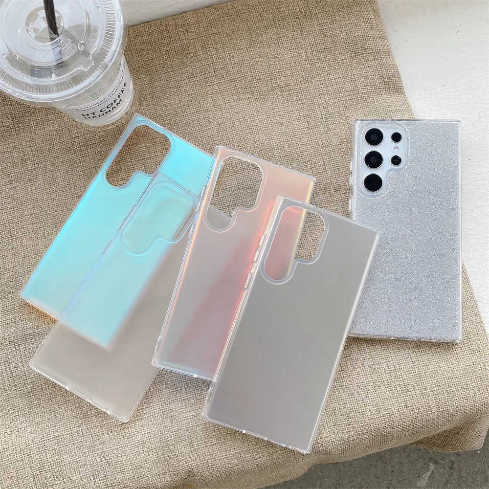 

Colorful Matte Phone Case For Samsung Galaxy S23 S22 Ultra S22 S23Plus TPU+PC Glitter Color Changing Transparent Fashion Cover
