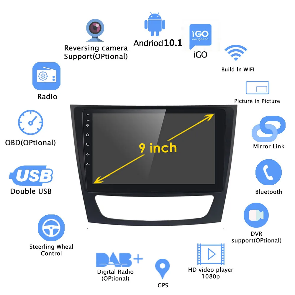 Автомагнитола на Android 10 для Mercedes Benz E-class W211 E200 E220 E300 E350 E240 CLS 2002 - 2010 мультимедийный