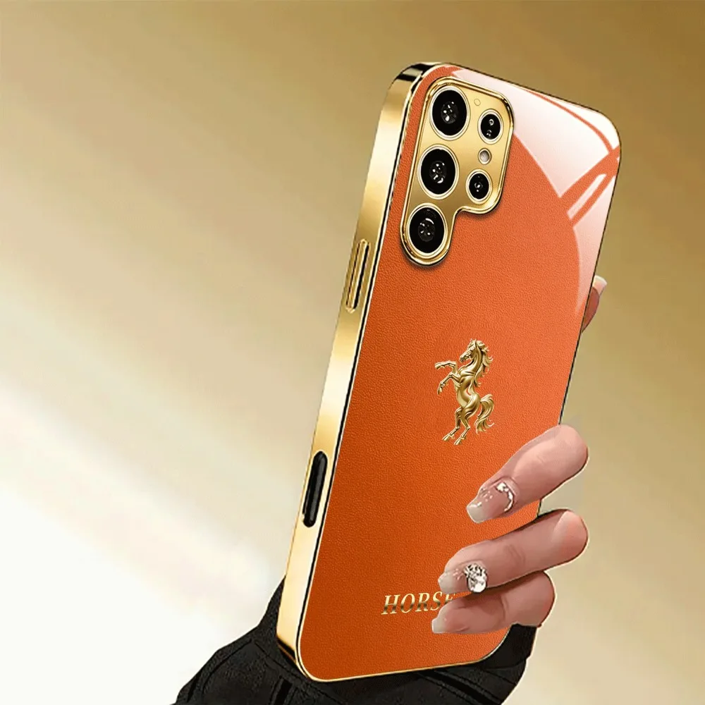 Стеклянный чехол для телефона с дизайном Golden Leap Horse, подходит для Samsung Galaxy S26 S25 S24 S22 S21 S20 FEUltraPlus, противоударная задняя крышка (art.: 3920dae1abbfa) - 3920dae1abbfa