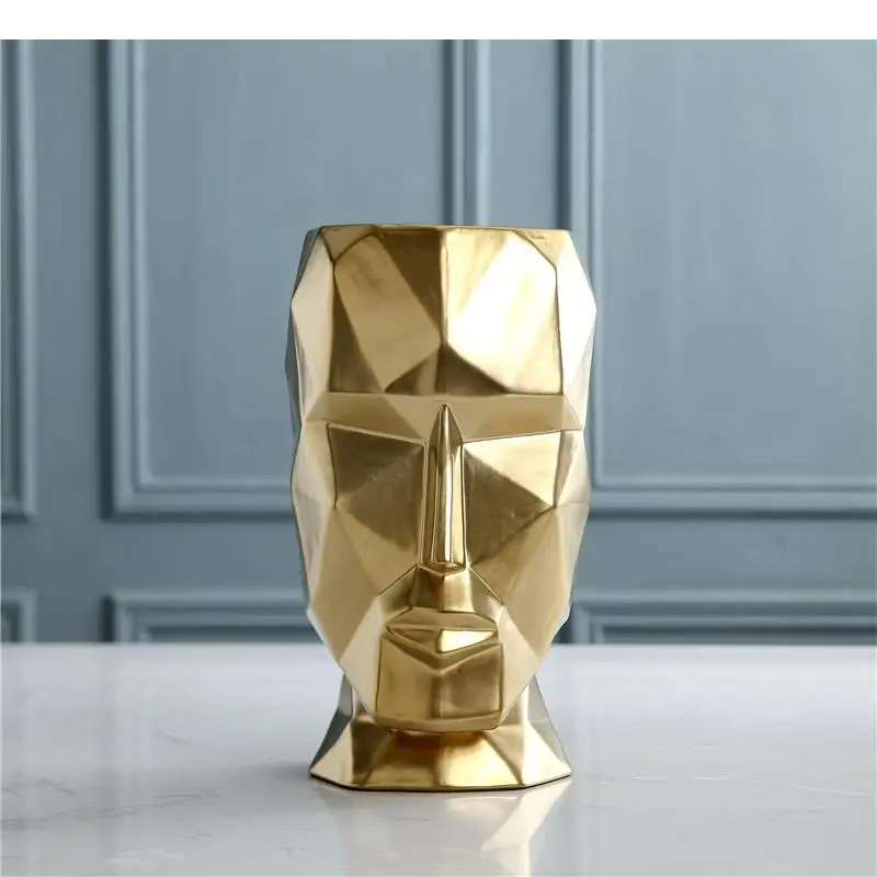 Скандинавская керамическая ваза абстрактные золотистые вазы с геометрическим