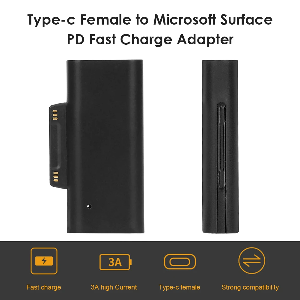 

USB Type C PD зарядный кабель адаптер конвертер для Microsoft Surface Pro 3 4 5 6 7 маленький и новый простой в переноске черный