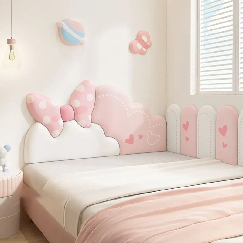 

Cartoon Kids Bedroom Furniture Headboard Tete De Lit Cabecero Cama Head Board Anti-collision Wall Panels 3D Wall Stickers