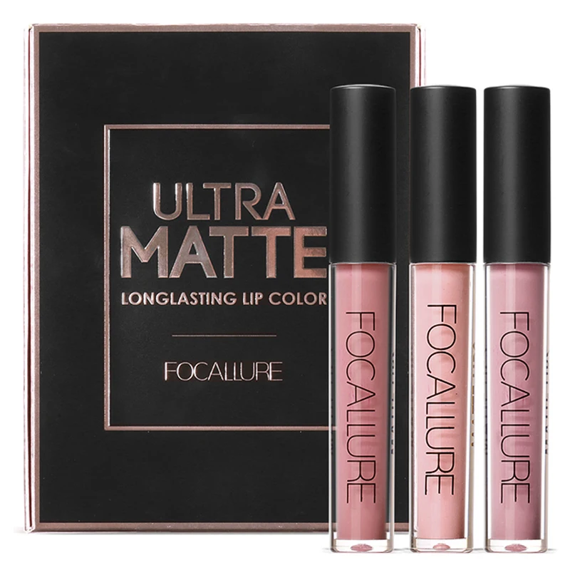 Матовая жидкая помада в наборе 3 шт./компл. нюдовый розовый блеск для губ