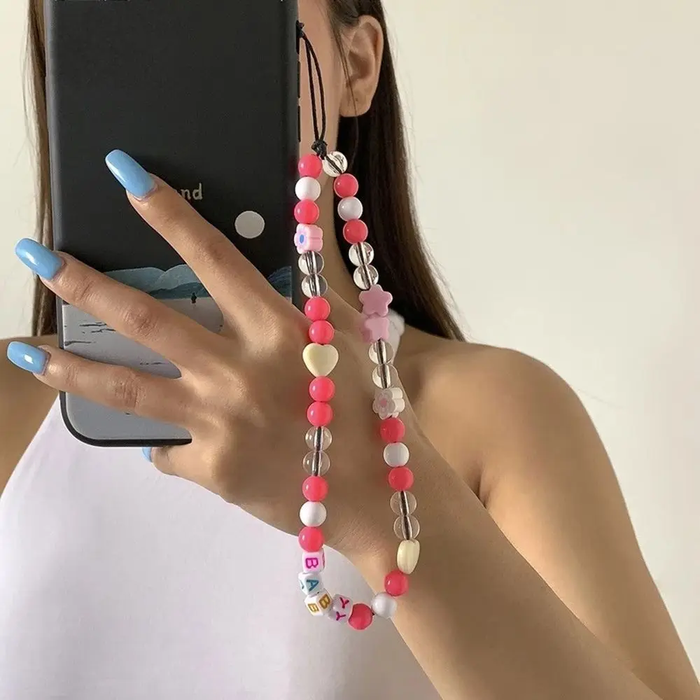 

Ins Trendy Colorful Acrylic Bead Mobile Phone Chain Universal Multi Color Cellphone Strap Anti-lost Lanyard Phone Charm Hang