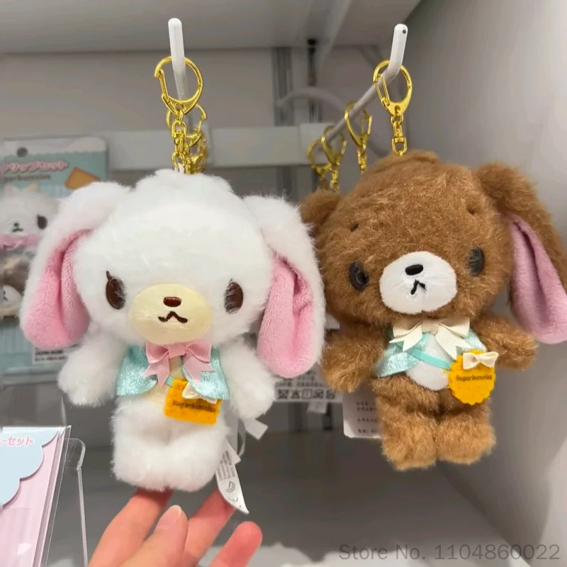 Фото Оригинальная плюшевая кукла-брелок Sanrio Honey Bonnie Rabbit Series Sugarbunnies Kurousa Shirousa, сумка через плечо, заколка для волос, сумочка №3