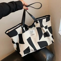 harajuku geometric canvas tote bag for women 2022 new fashion large shoulder bag female totes handbag casual big bolsa mujer