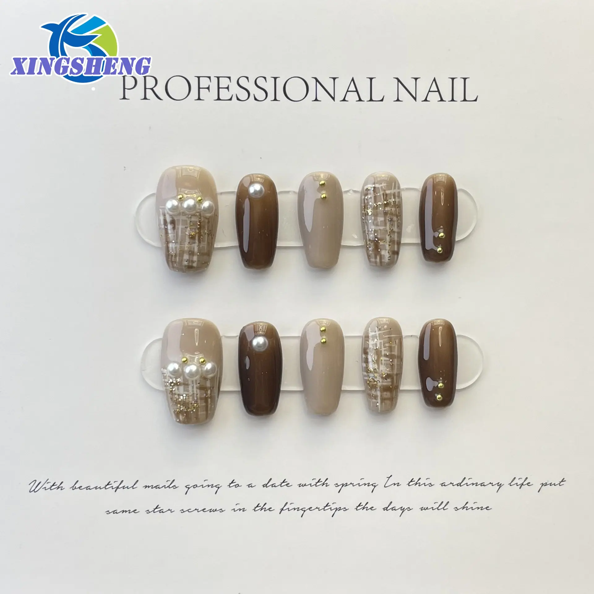 

Свадебные накладные ногти ручной работы, акриловые накладные ногти, гроб, полный дизайн ногтей, носимый дизайн ногтей для девочек, Размеры S ...