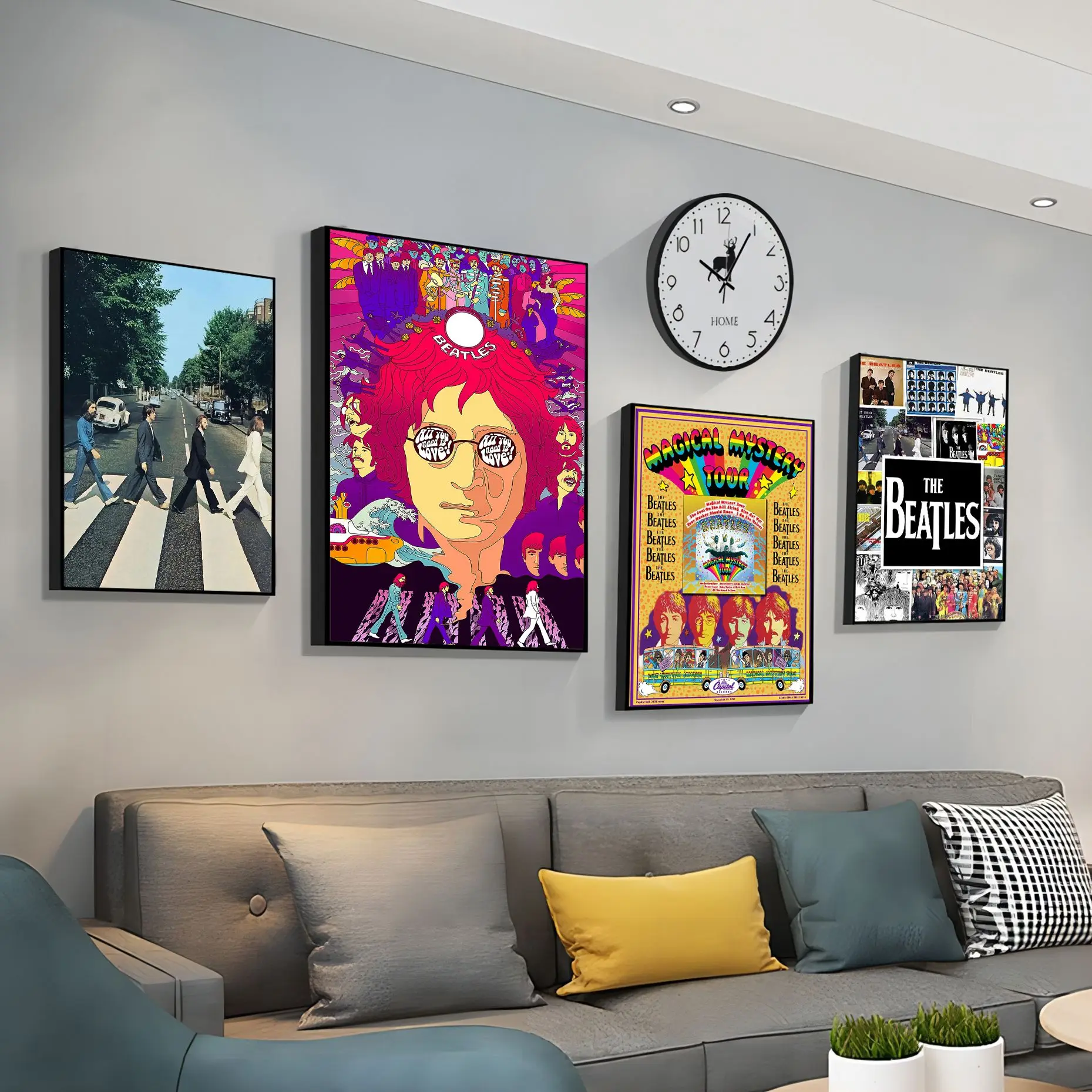 

T-The-B-Beatles Rock Band Classic Anime Poster Fancy Wall Sticker for Living Room Bar Decoration Vintage Decorative Painting