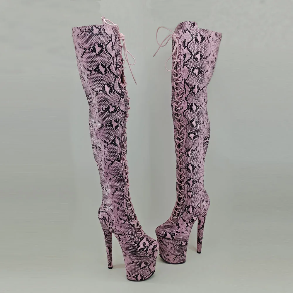 Leecabe  Snake 20CM/8inches Pole dancing shoes High Heel platform Boots closed toe Pole Dance boots