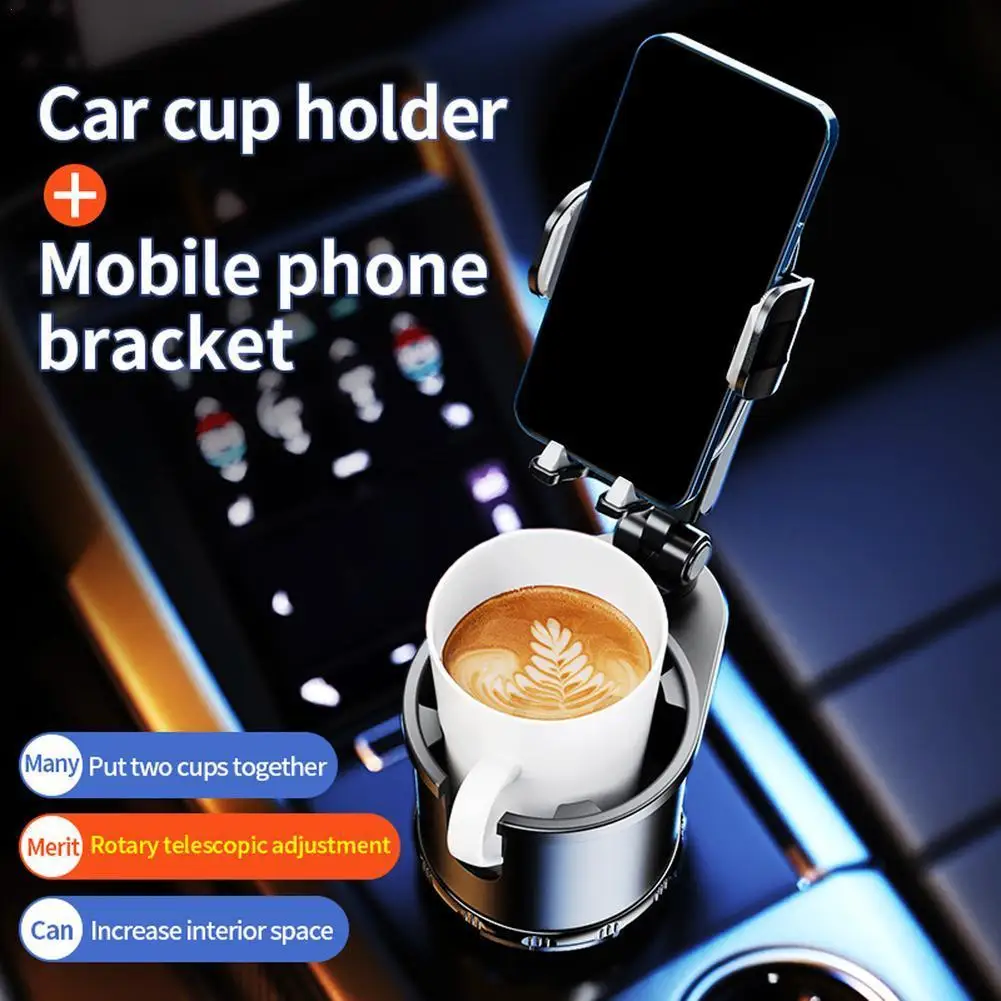 

2 in 1 Car Cup Holder Phone Mount Adjustable Base with 360 Rotation Universal Car Cup Expander with Cell Phone Holder for iPhone