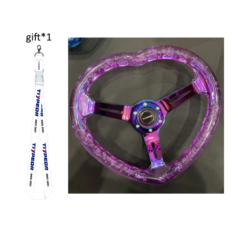 

Высококачественный универсальный 350 мм многоцветный вариант в форме сердца прозрачный модификация Sport14-дюймовый акриловый автомобильный руль