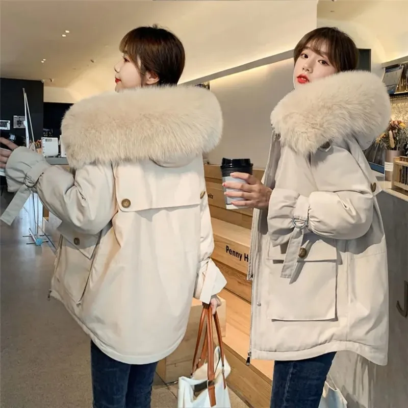2021 New Fashion Winter Jacket Parkas Thick Warm Parkas Women Coat Elegant Fur Lining Hooded Jackets Female Outwear Snow Wear