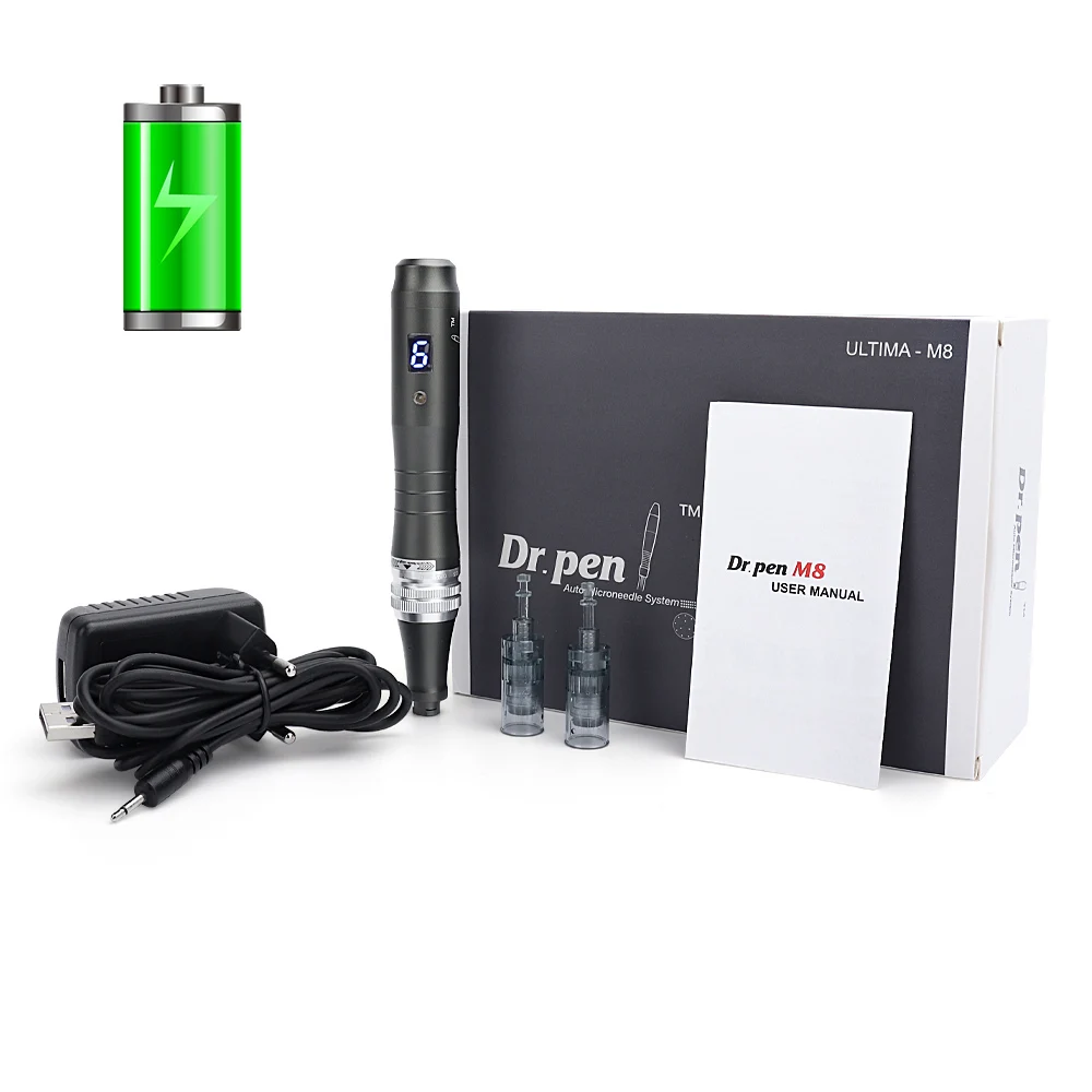 Dr Pen Ultima M8 Microneedling with 2 Pcs Needles Face Care Wired/Wireless Derma Pen Beuty Machine Microneedeling Pen